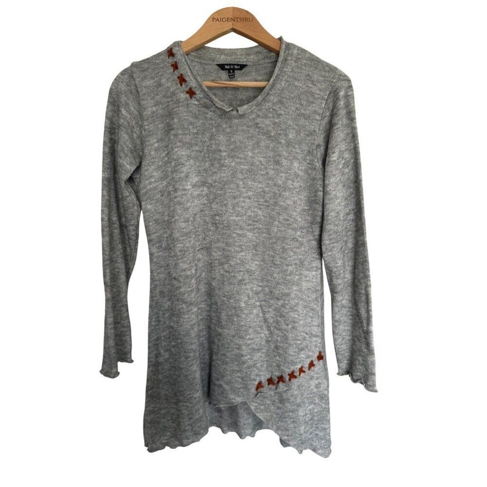 Yak & Yeti Women's Small Grey Long Sleeve Tunic Top Lagenlook